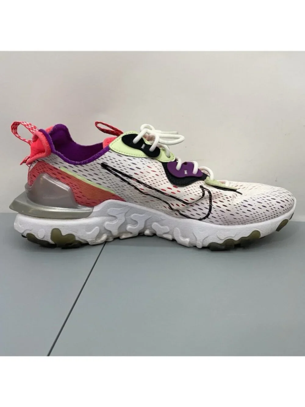 Nike React Vision Sneakers Shoes Running Training Barely Volt Pink White Mens 12